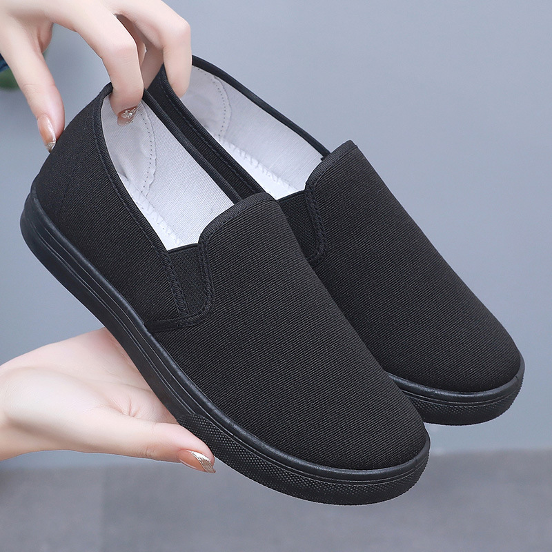 Spring Autumn New Comfortable Cloth Shoes women casual nonslip footwear Outdoor all black work shoes Fashion comfort ladies flat