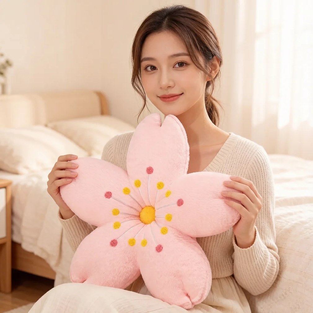 60 × 45 センチメートルピンク桜ぬいぐるみ枕ぬいぐるみ花植物シートクッション素晴らしいスロー枕ソファ椅子屋内装飾ギフト