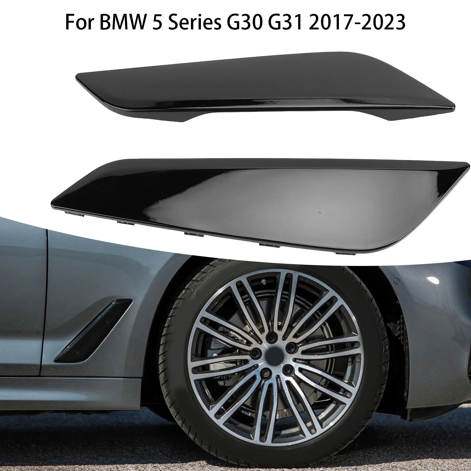 車のフロントサイド左右黒サイドウイング空気出口カバー 51747439013 51747439014 BMW 5 シリーズ G30 G31 2017-2023