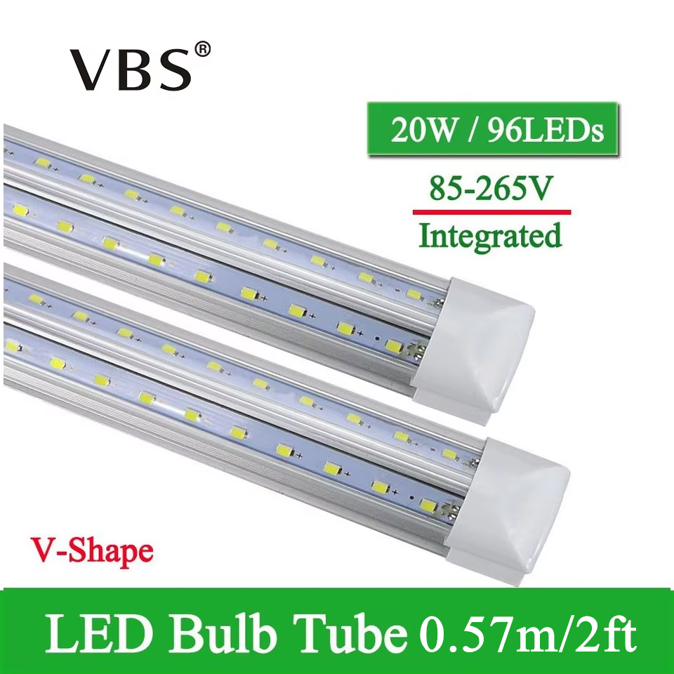 1 個 V 字型統合 LED チューブランプ 20 ワット T8 570 ミリメートル 2FT LED 電球 96LED 超高輝度 Led 蛍光灯ボンビージャ LED 2000lm