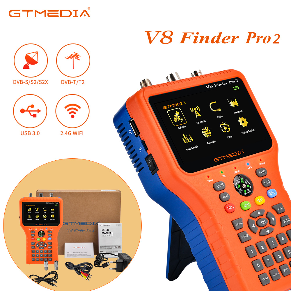 GTMEDIA V8 ファインダー PRO 2 衛星信号ファインダー DVB-S2X/S2/S/T2/T/C AHD H.265 メーター衛星 100% オリジナル