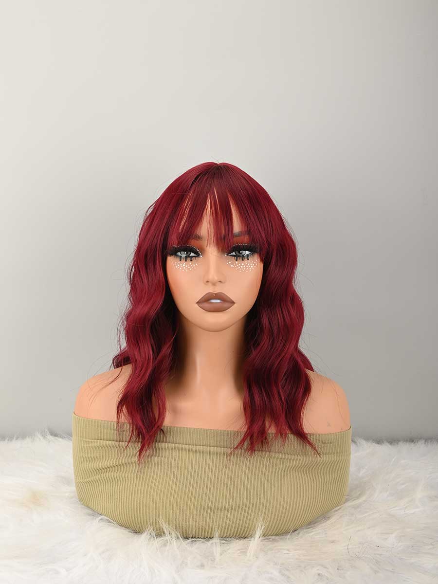 HAIR ナチュラル Rde 合成カーリー ウェーブ状 RdeBob ウィッグ 前髪付き 女性用