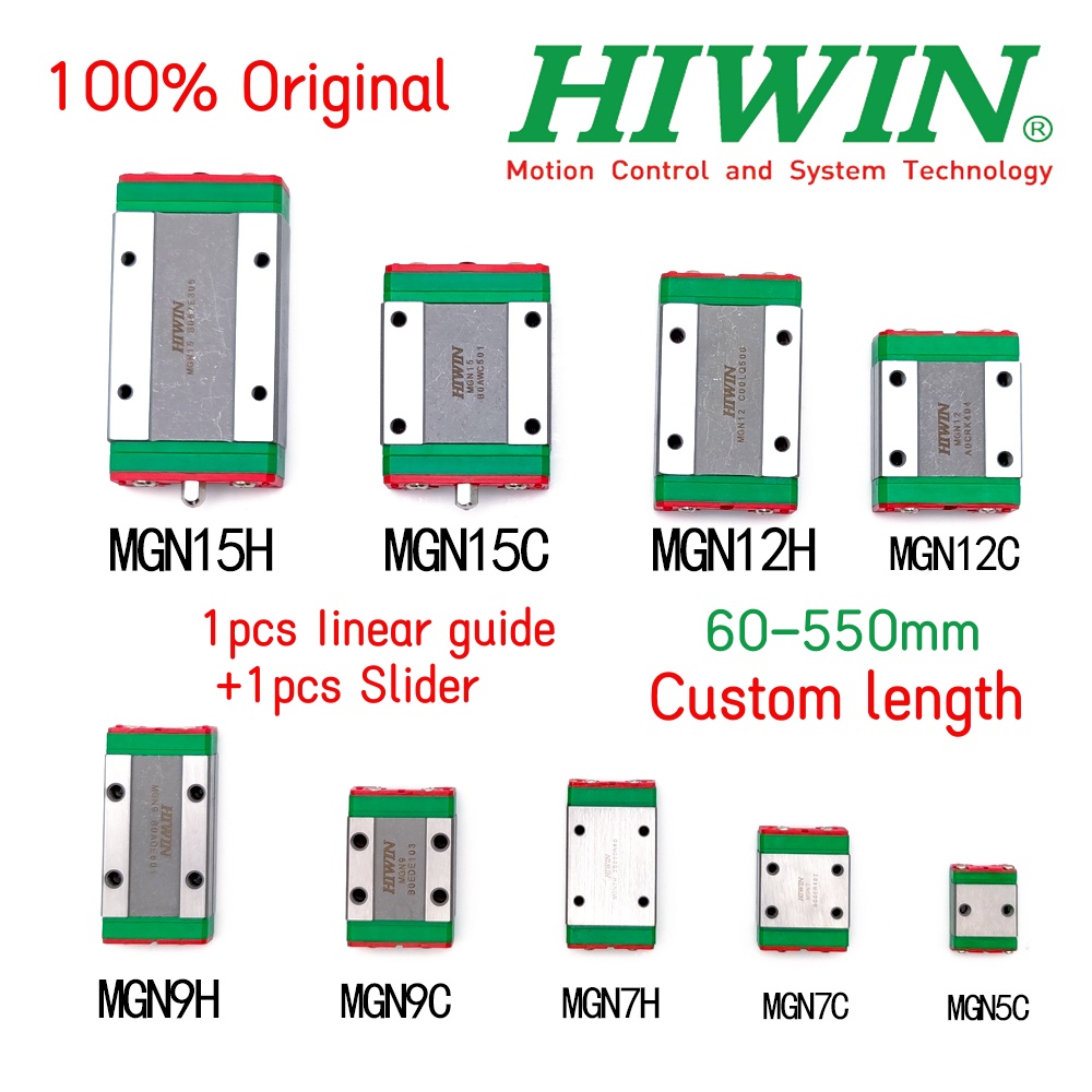 オリジナル HIWIN MGN ミニリニアガイドレール MGN7/9/12/15 C H ブロックキャリッジカスタム長さ 3D プリンタ CNC