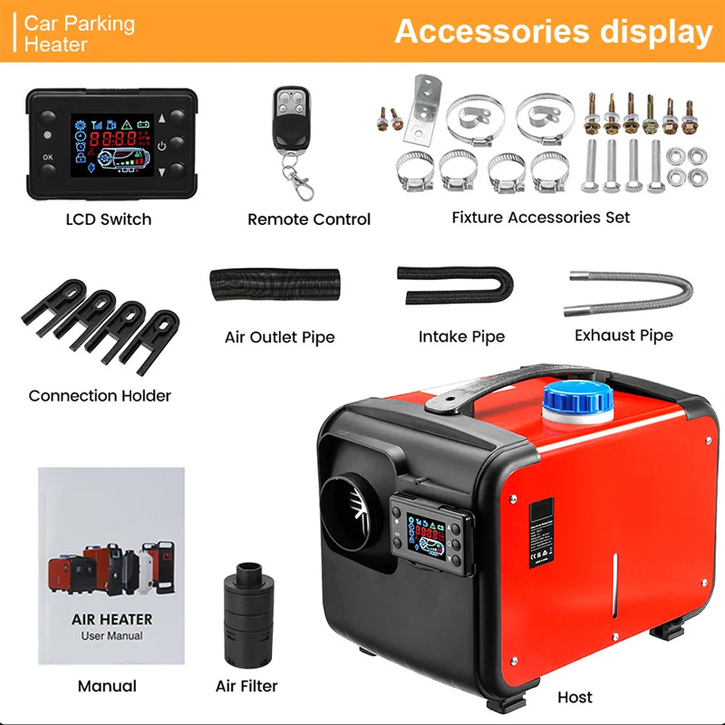 5KW ディーゼルパーキングヒーター 12V 24V 220V 3 で 1 補助空気ヒーター液晶リモコンエンジン予熱器トラックバン RV ボート