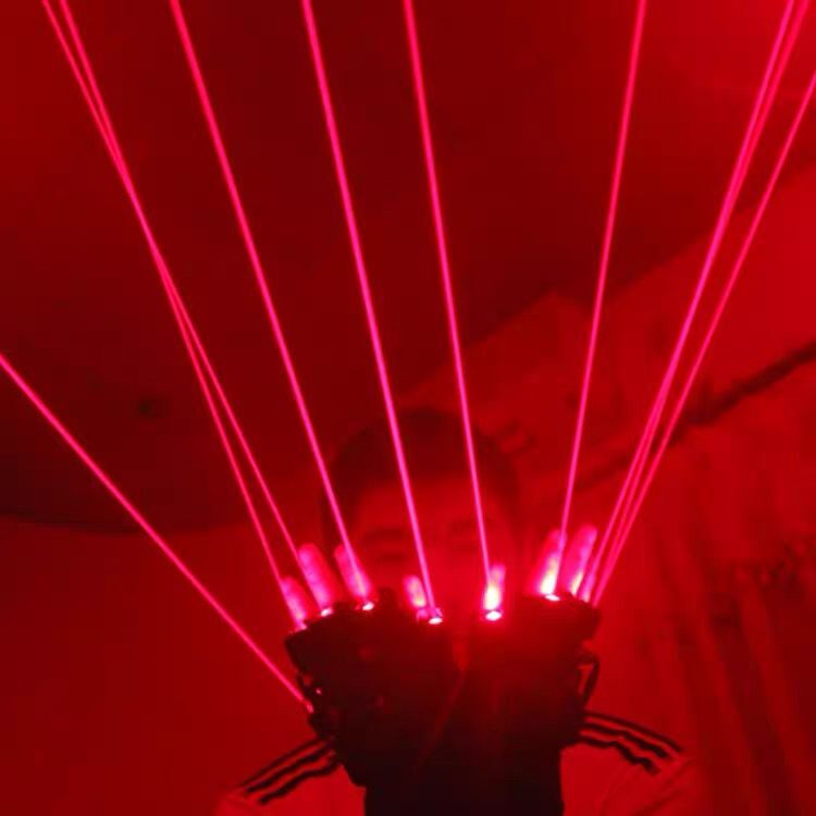 赤色レーザー手袋レーザーディスコ LED LED 手袋ロボットスーツ用発光ガス