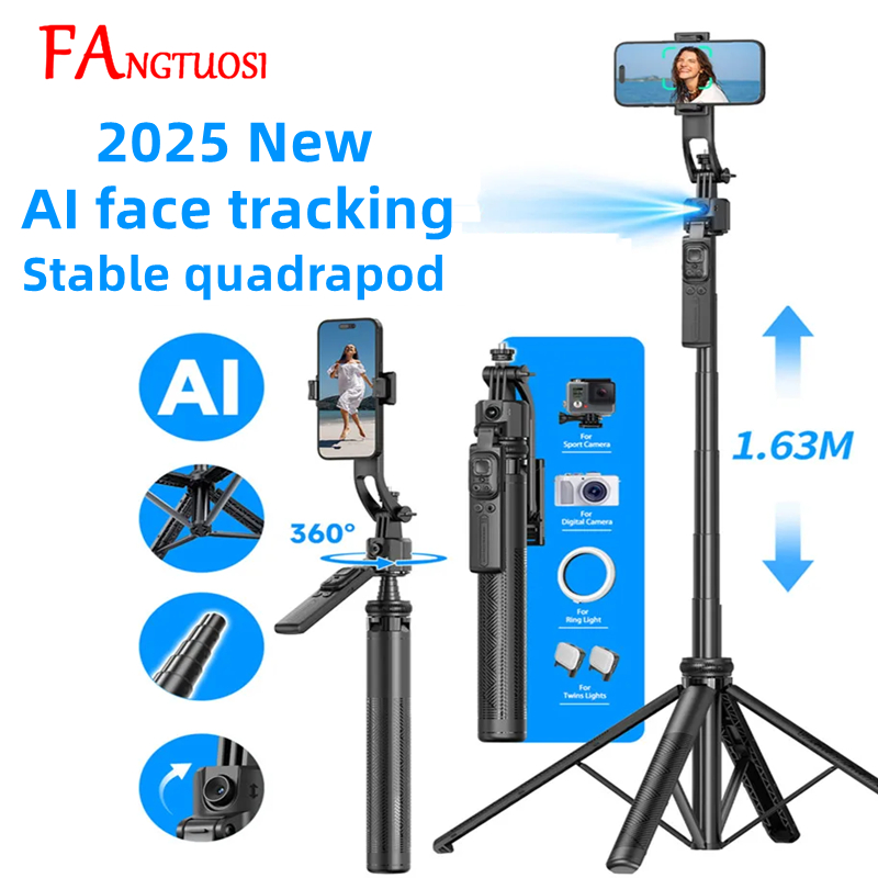FANGTUOSI 360 回転ジンバルスタビライザー、スマートフォンカメラ用 Selfie スティック三脚 Bluetooth シャッタースタビライザー付きライブ用
