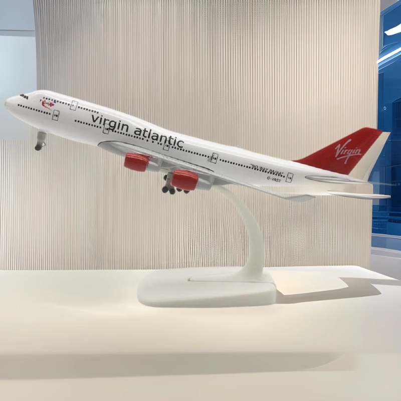 20 センチメートル模型飛行機英国ヴァージンアトランティック B747 航空 747 ダイキャスト飛行機のおもちゃ合金金属モデル航空機 W ホイール
