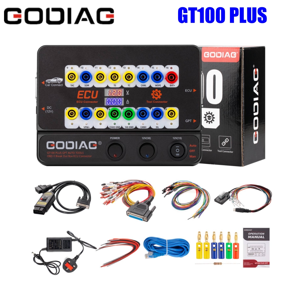 GODIAG GT100 PLUS GPT ENET DOIP 12V-24V AUTO TOOLS OBD II ブレークアウトボックス ECU コネクタ