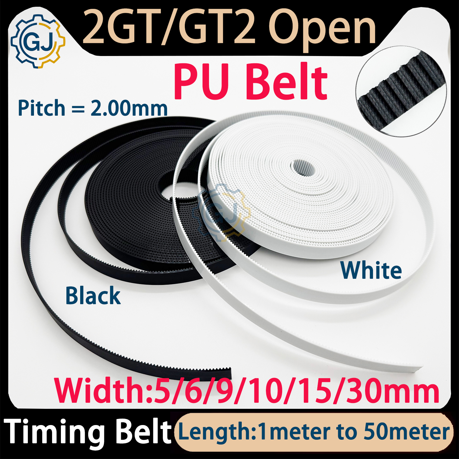 1/2/5/10/20 メートル PU スチールコア GT2 オープンベルト 2GT タイミングベルト 6 ミリメートル 10 ミリメートル幅ベルト切断長さ 3d プリンタ同期ベルト
