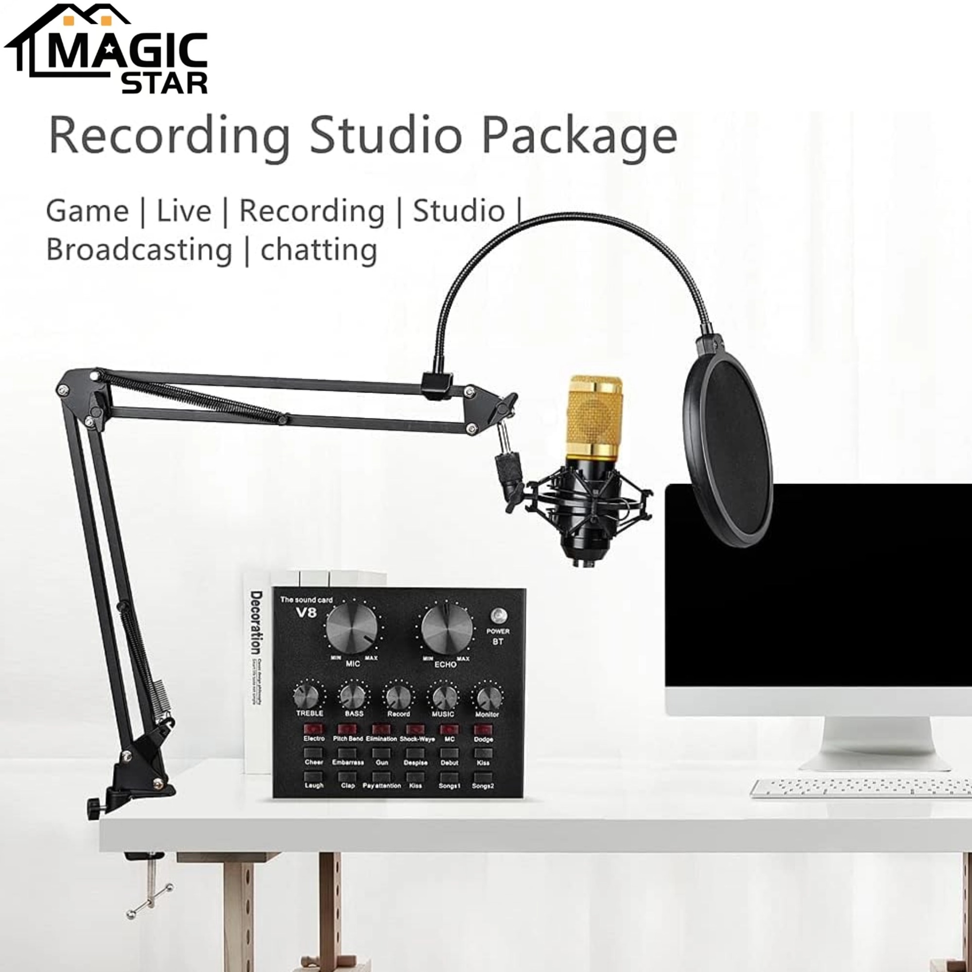 ゲーマー向けのBM800マイクとライブストリーミング、歌、YouTube、ゲーム用のオールインワンDJミキサーを備えたポッドキャストマイクセット