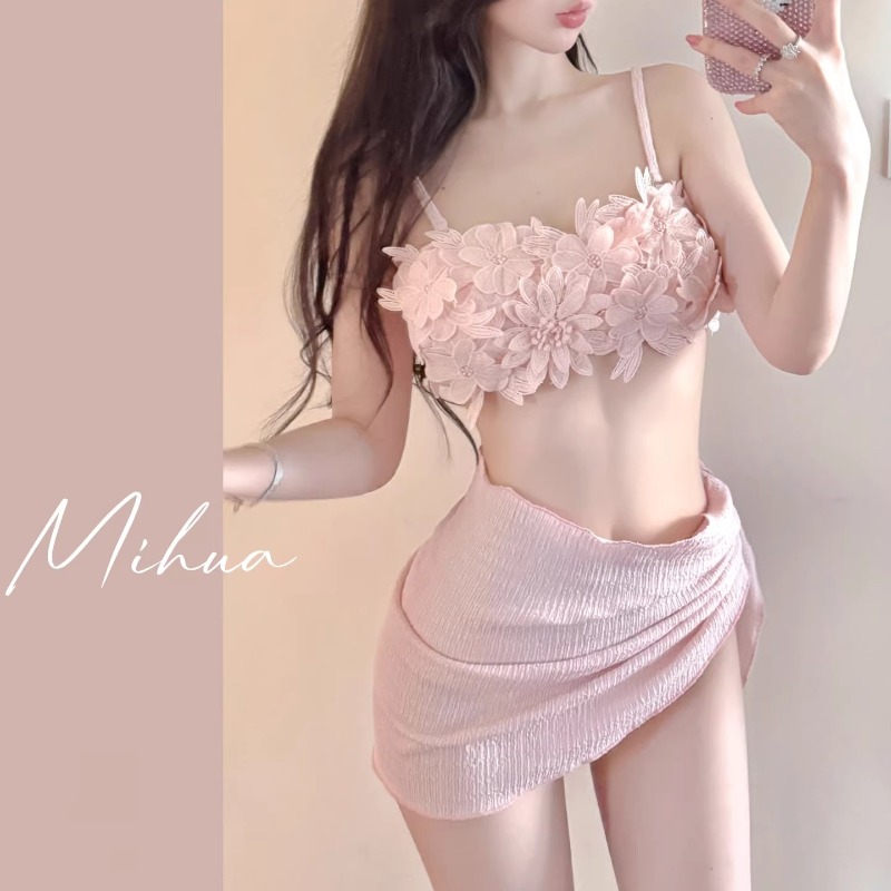 温泉ビキニ、ハイエンドでセクシー、女性用の新しいハイエンドポリエステルスリーピース休暇水着、水彩スキーム