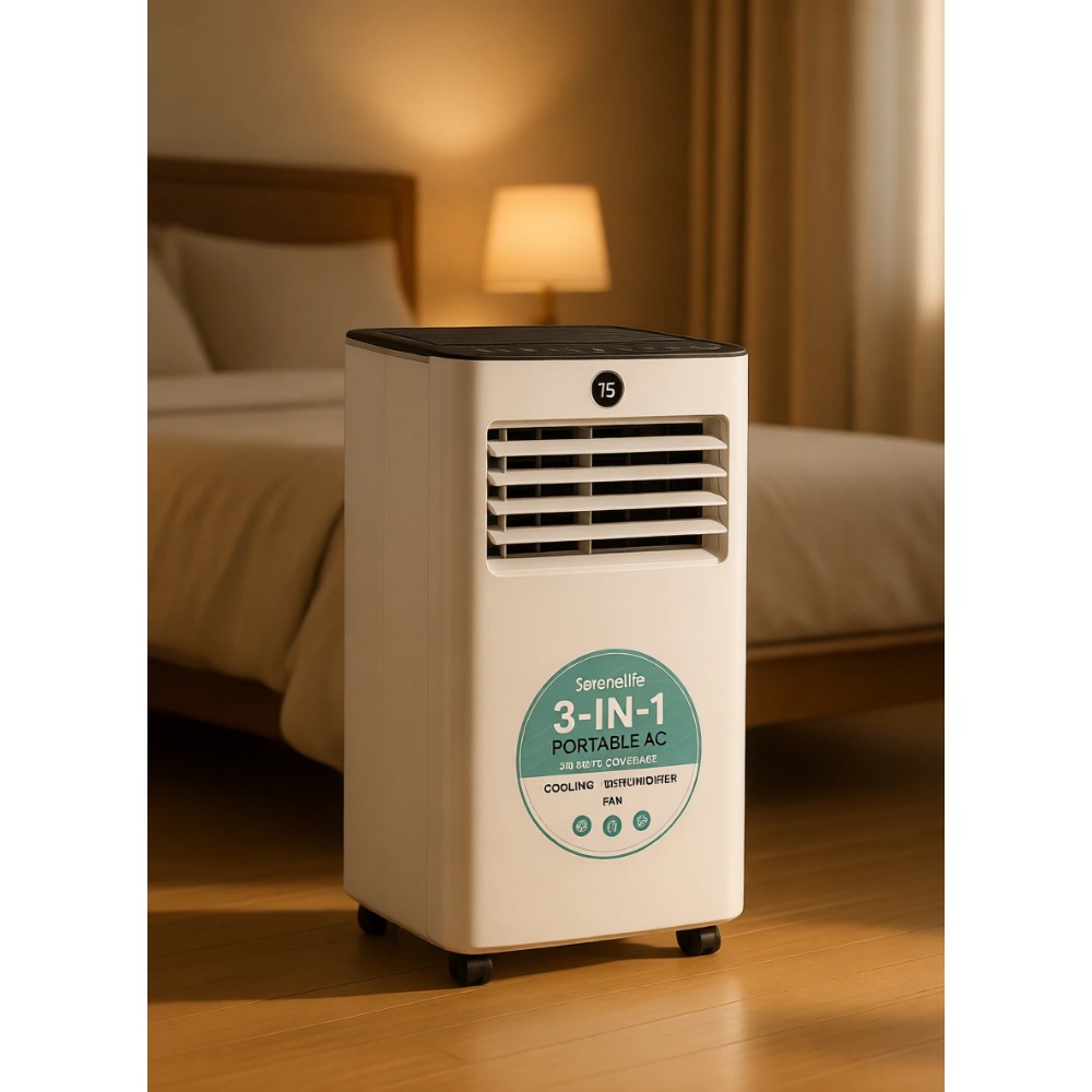コンパクト 8000 BTU ポータブル エアコン、除湿機とファン付き、カバー範囲 350 平方フィート、24 時間タイマー、リモコン