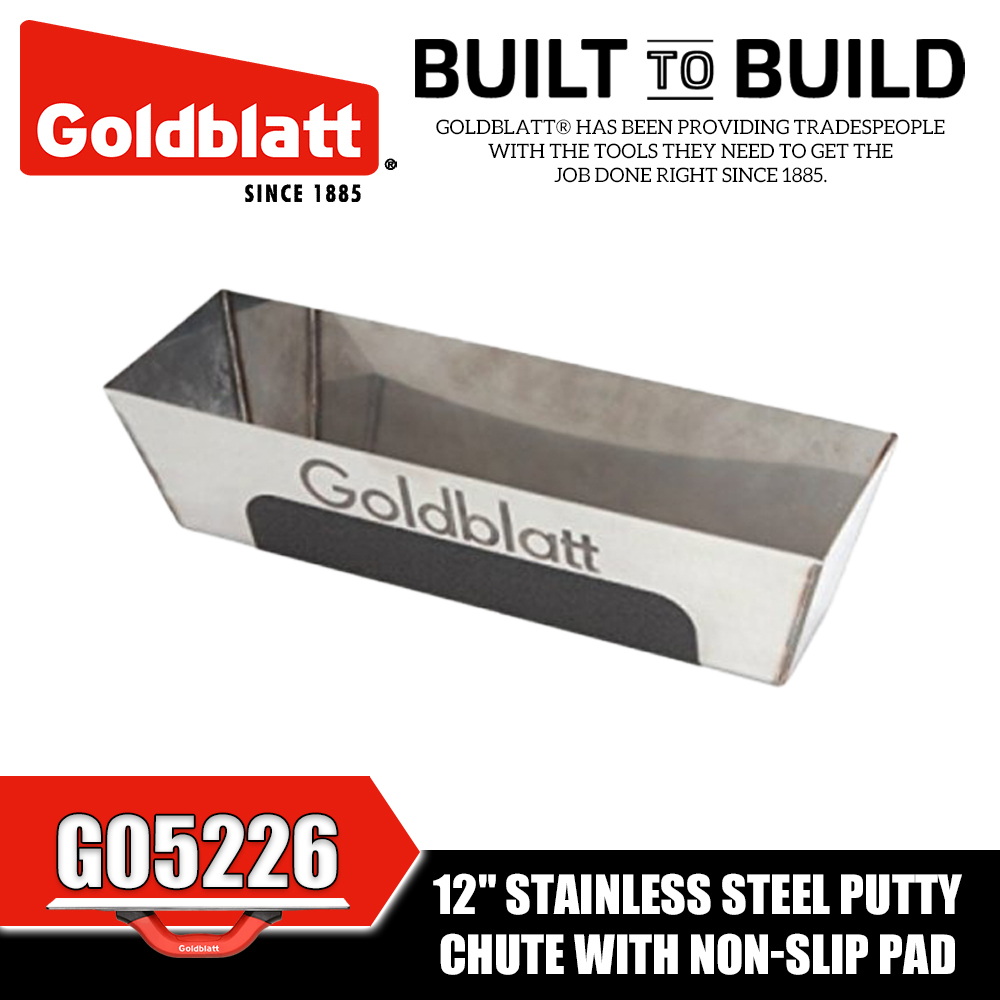 GOLDBLATT G05226 12 インチ ステンレス鋼 パテシュート 滑り止めパッド付き 石膏ボードツール 左官ツール