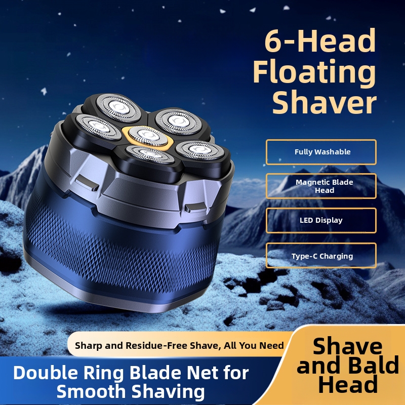 電気ヘッドシェーバーハゲ男性用 6D 磁気ヘアトリマー防水ひげシェーバー USB 充電 LED ディスプレイ顔の毛カット