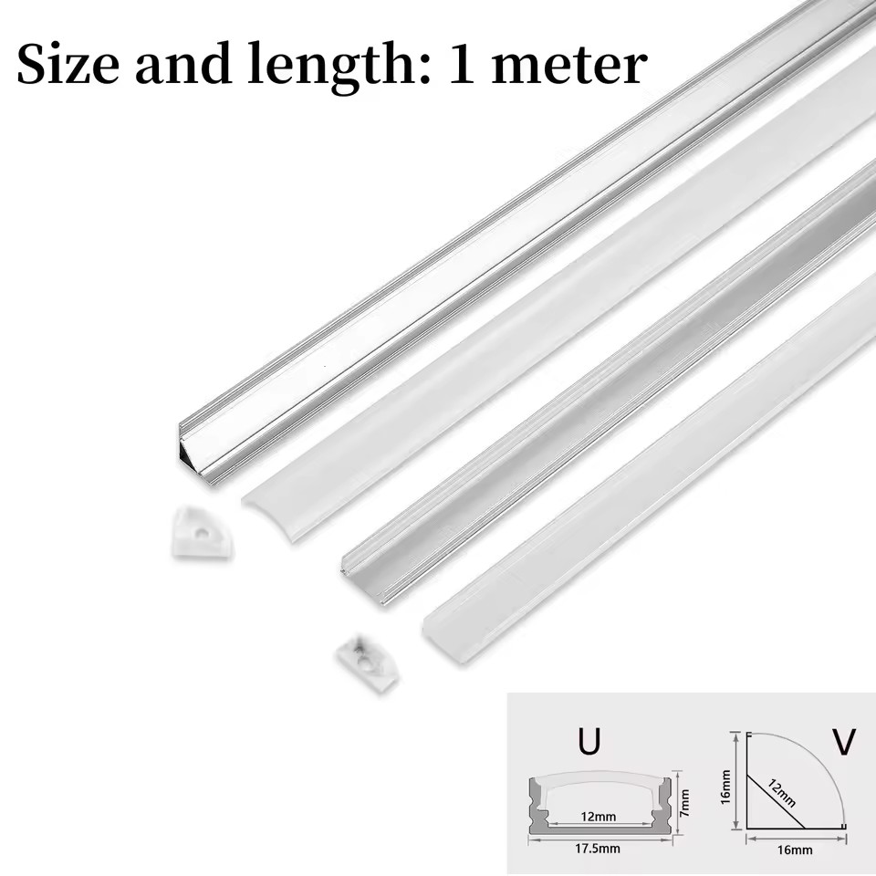 1 メートルシルバー LED アルミチャンネル V/U LED ストリップ透明乳白色カバー、 LED アルミプロファイル LED バーライトカスタマイズ 10-30 個