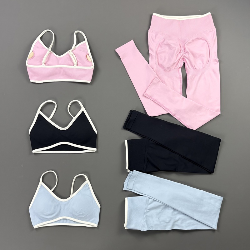Women Sports Shorts Set 2Pcs Gym Fitness Seamless Open Back Yoga Bra Shorts Workout Sets High-impact Running Jogging Suit