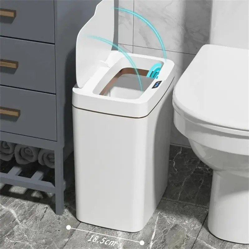 15L スマート浴室ゴミ箱自動袋詰め電子ゴミ箱ホワイトタッチレス狭いスマートセンサーゴミ箱スマートホーム