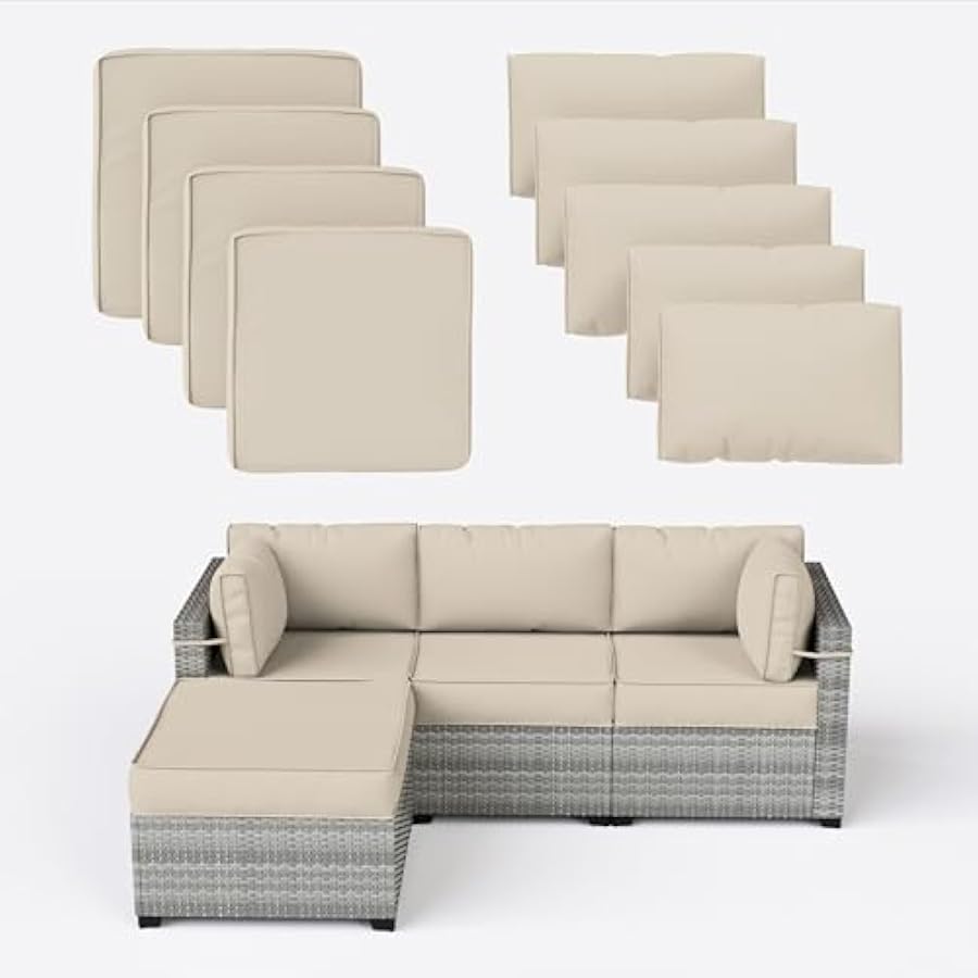 9 Pcs Outdoor Patio Cushions Covers Replacement Waterproof with Zipper for 5 Pcs Patio Furniture Set, Covers Only