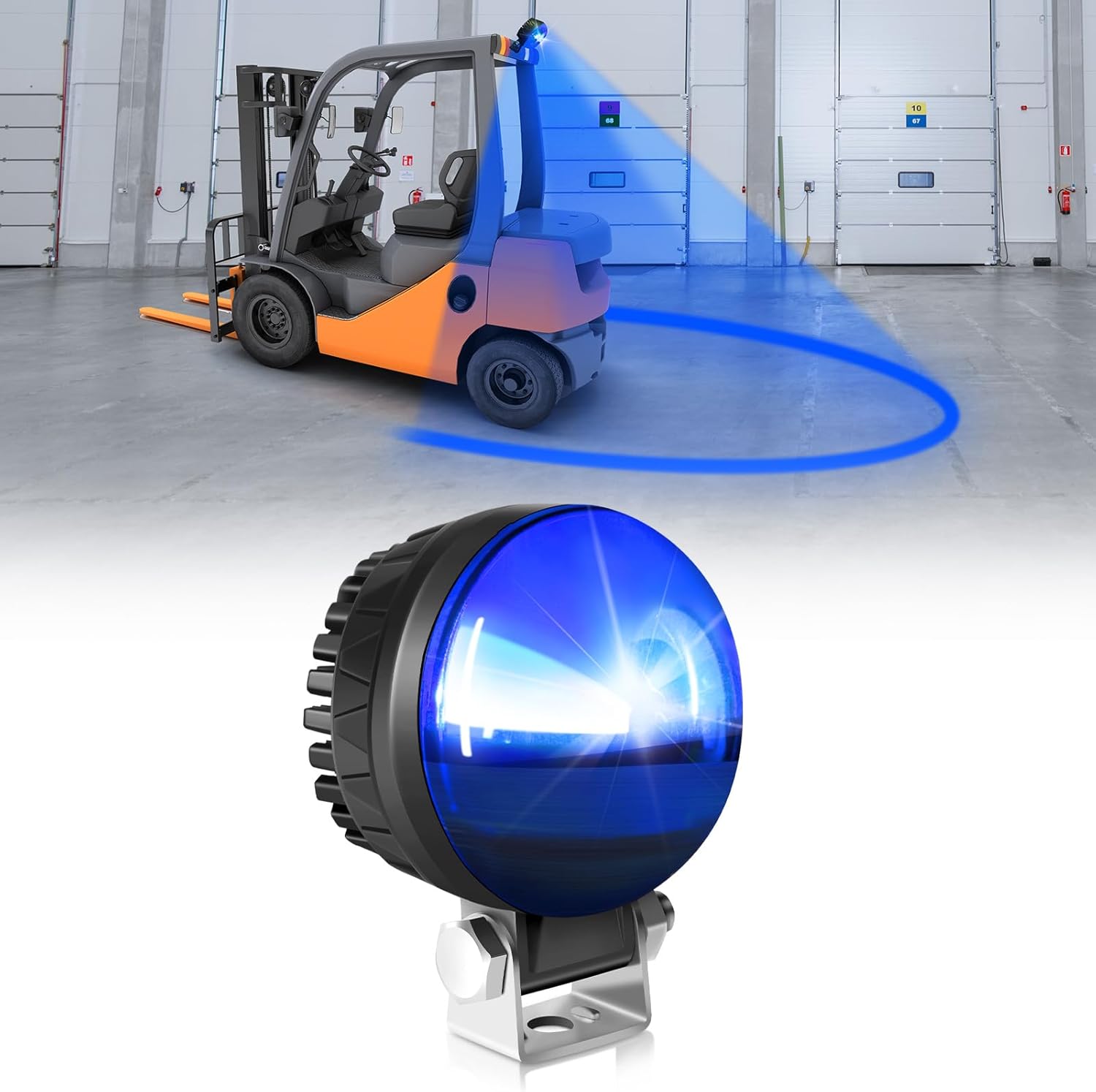 新しい LED フォークリフト安全ライトブルーアークフォークリフト警告灯倉庫歩行者エリアスポットライト 30 ワット DC 10-110V