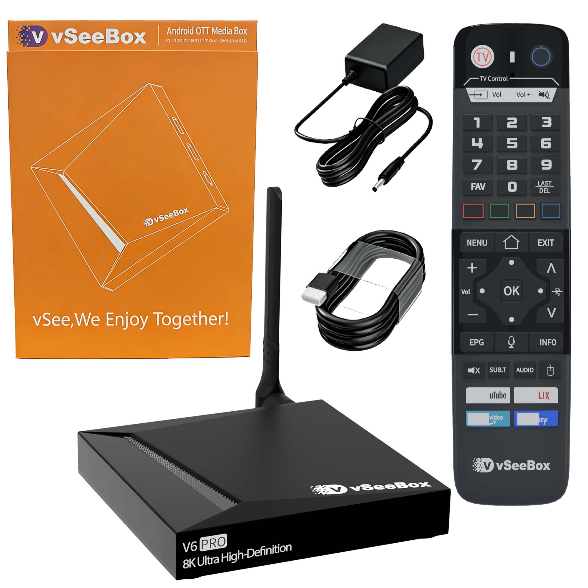 vSeeBox V6 Pro 2026 最新、4GB RAM、32GB ストレージ、ペアレンタルコントロール