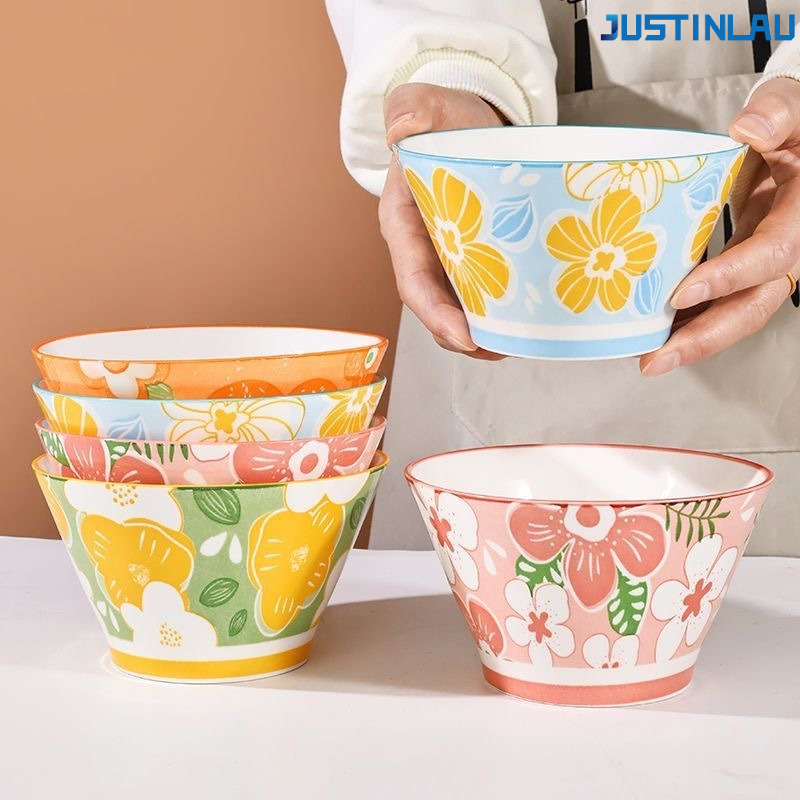 JUSTINLAU ボウル高外観家庭用ボウルライスボウルサラダボウルデザートボウルセラミック食器セラミックミルク朝食ボウル