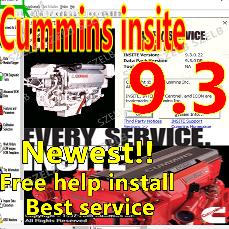 最新の Cummins Insite Pro 9.3 エンジン診断ソフトウェア障害コード [フリート カウント、Zap-It、OEM Zap-It 付き] 有効期限切れインストールなし