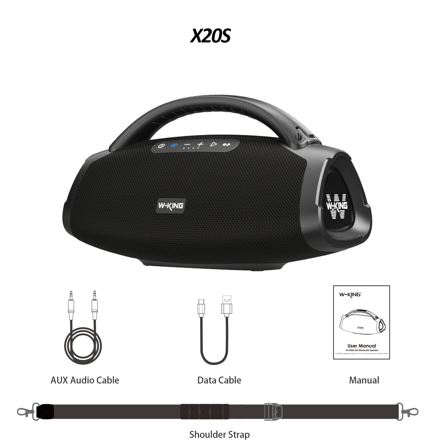 W-KING X20S 140W RMS ポータブル Bluetooth スピーカー、重低音パーティーラジカセ IPX7 防水スピーカー大型、大音量の屋外パーティーボックス
