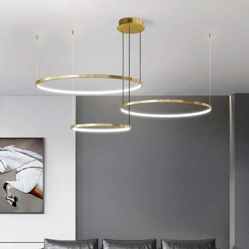 現代の Led ペンダントライトリビングルームキッチンダイニングルーム寝室ハンギングランプ天井シャンデリア装飾リングラウンド Lustres