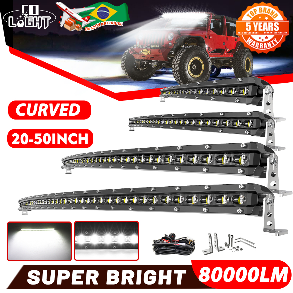 CO LIGHT スーパースリム湾曲 20 "26" 32"38" 44" 50" 車 LED ライトバー オフロード 4x4 コンボビーム 12V 24V トラック トラクター ボート SUV ATV