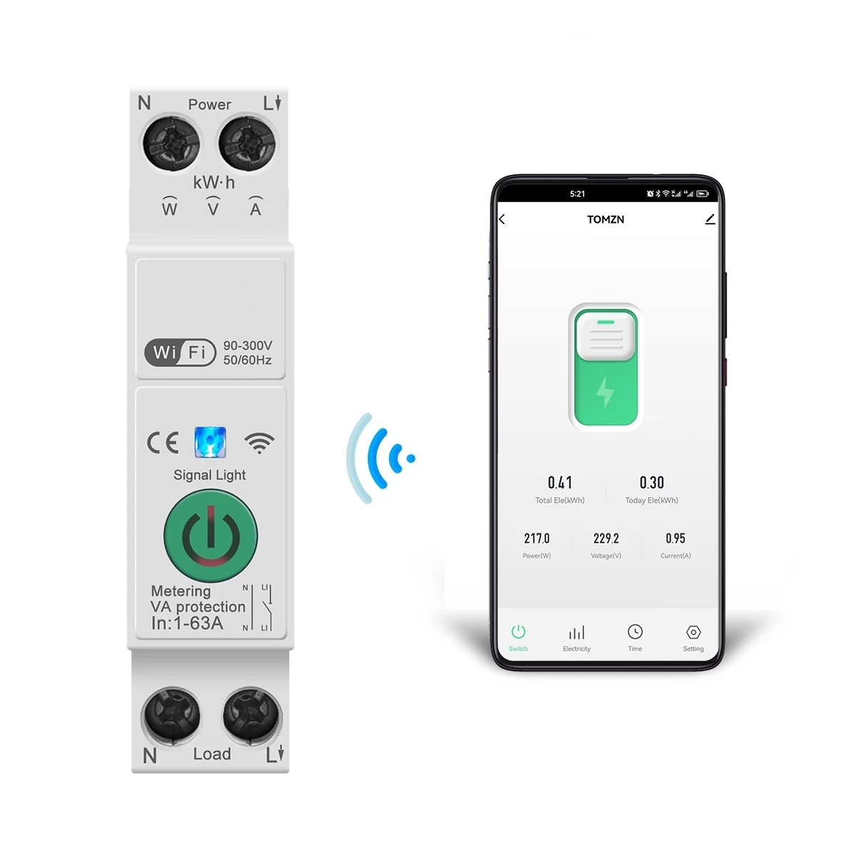 Tasmota スマート WiFi ワイヤレスタイマー KWH メーターリモコン MCB 過負荷電圧保護 63A サーキットブレーカー