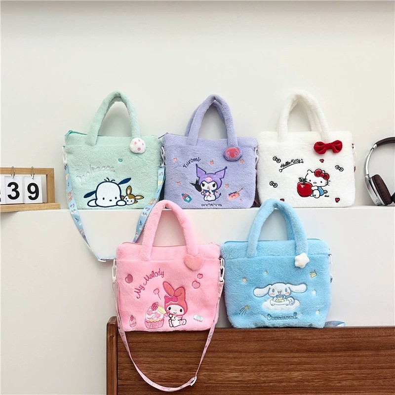 かわいいサンリオぬいぐるみバッグクロミハローキティバックパックアニメメロディシナモロールぬいぐるみハンドバッグ漫画ぬいぐるみバッグ女の子のための