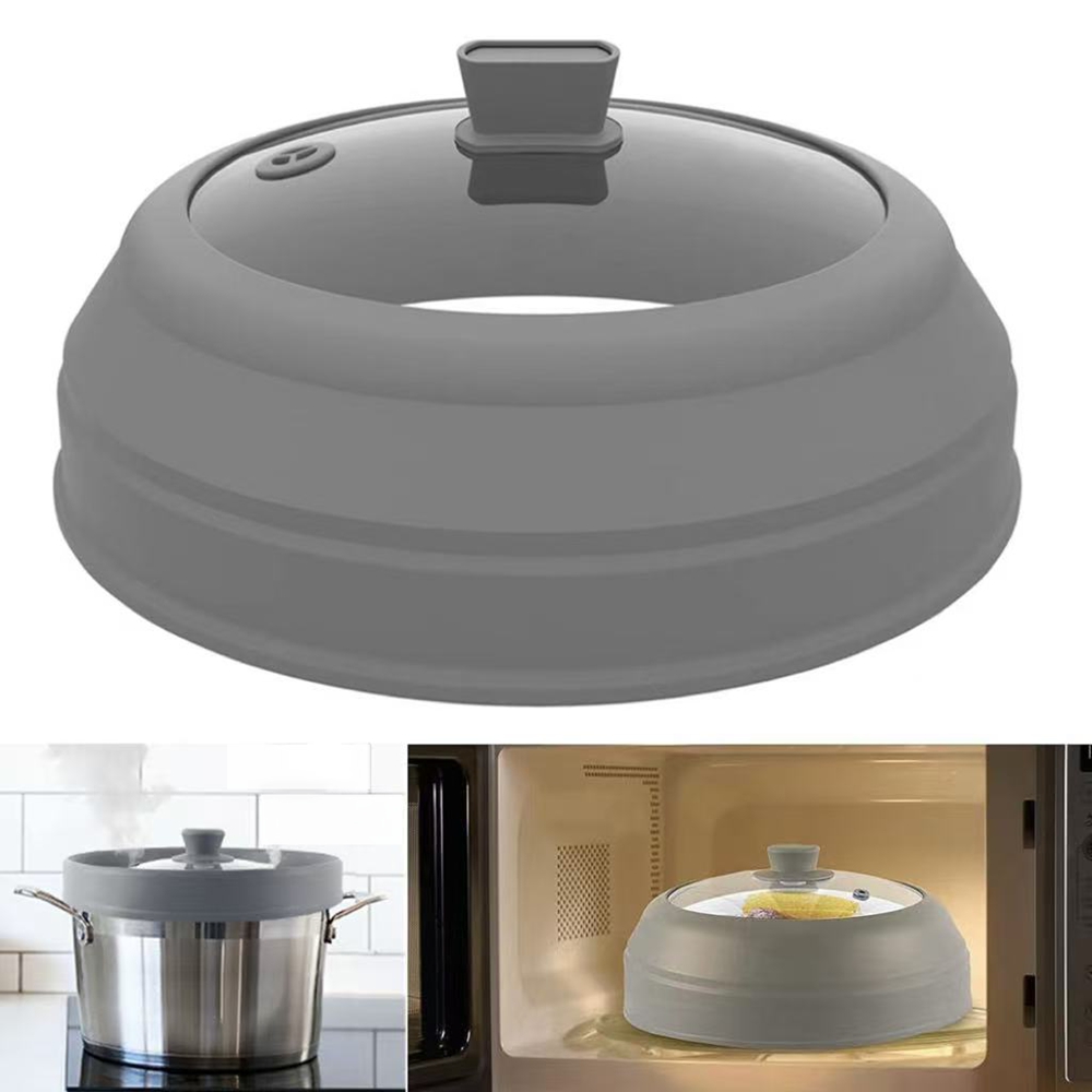 電子レンジスプラッターカバー ガラス電子レンジカバー 食品用 10.5インチ 折りたたみ式電子レンジプレートカバー シリコンスプラッシュガード 食品カバー