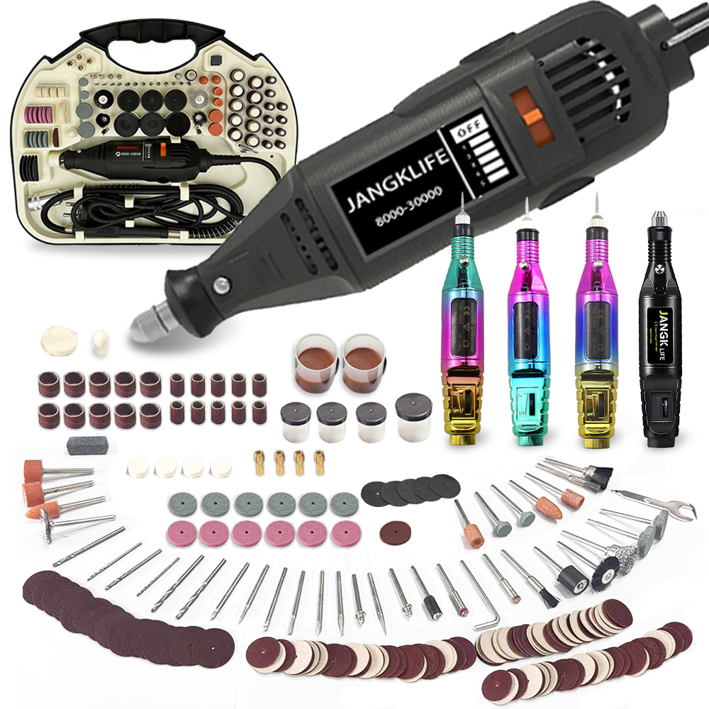 JANGKLIFE110-220V 研磨、穴あけ、ハイパワーグラインダーと211本セット、切断、彫刻、多機能電動グラインダー