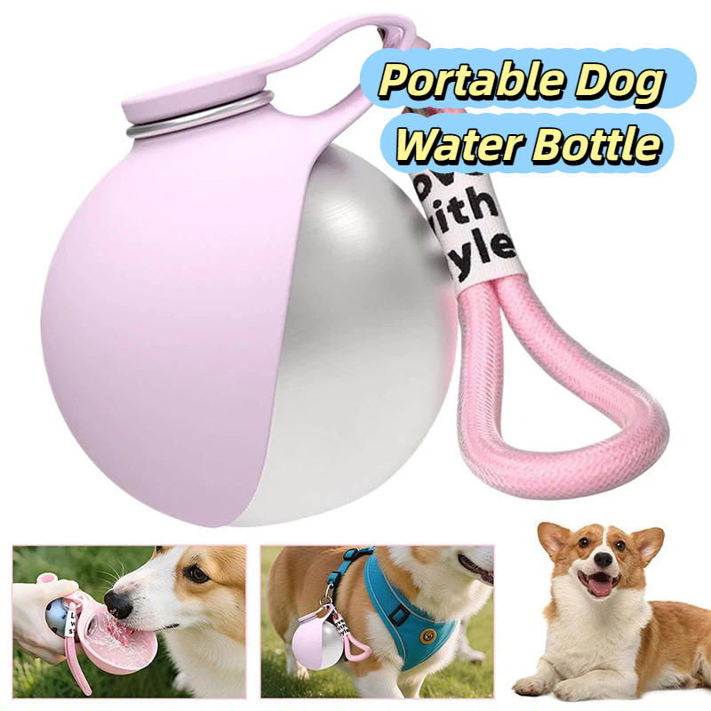 2-in-1 ポータブル犬ペットウォーターボトル漏れ防止コンパクト屋外旅行ウォーターディスペンサープラスチックペット水飲料用品