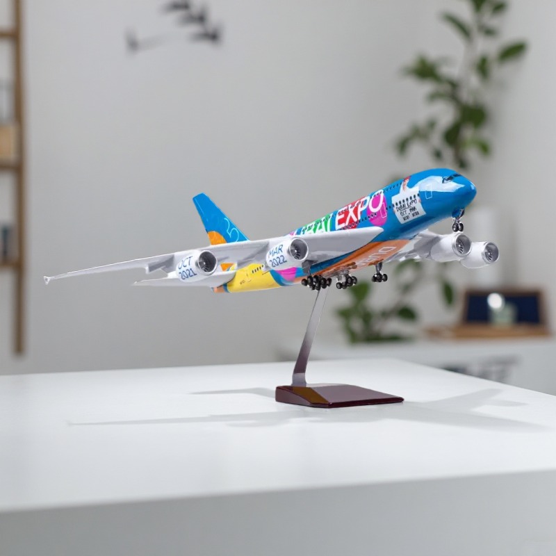 46 センチメートル航空機モデル A380 エミレーツ博覧会樹脂飛行機ダイキャスト 1/160 スケール飛行機装飾絶妙なギフト安定したベース