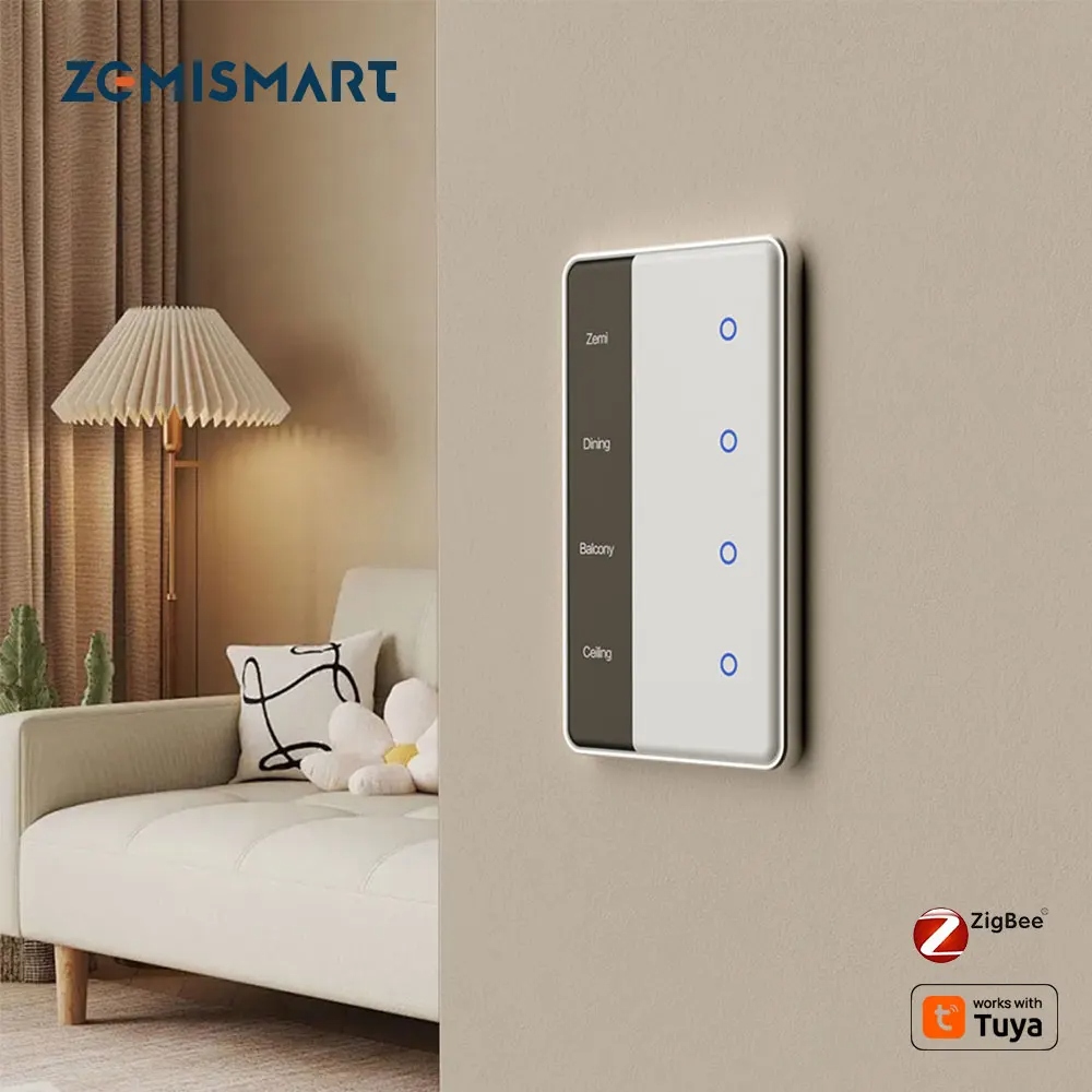 Zemismart DIY ネーム スイッチ Zigbee スマート タッチ ライト US スイッチは Tuya Home Assistant Alexa Google Home 経由 M6 ハブで動作します