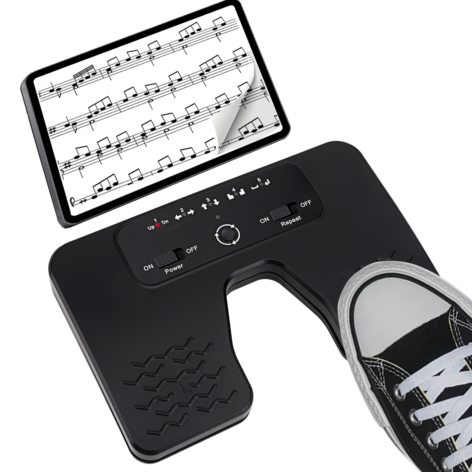Yueyinpu ワイヤレスフット PageTurner ペダルダブルスイッチ iOS Android Windows タブレットスマートフォン用充電式音楽ペダル