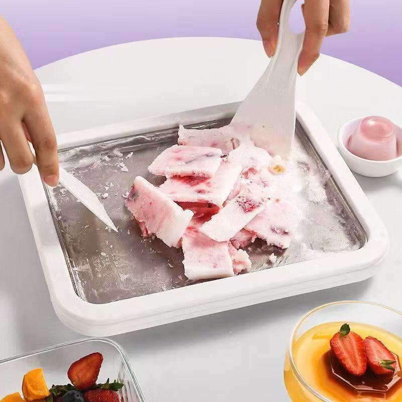 多機能ロールアイスクリームメーカー冷たい甘い揚げアイスパン DIY 家庭用フローズンヨーグルトメーカー自家製炒めアイストレイ用