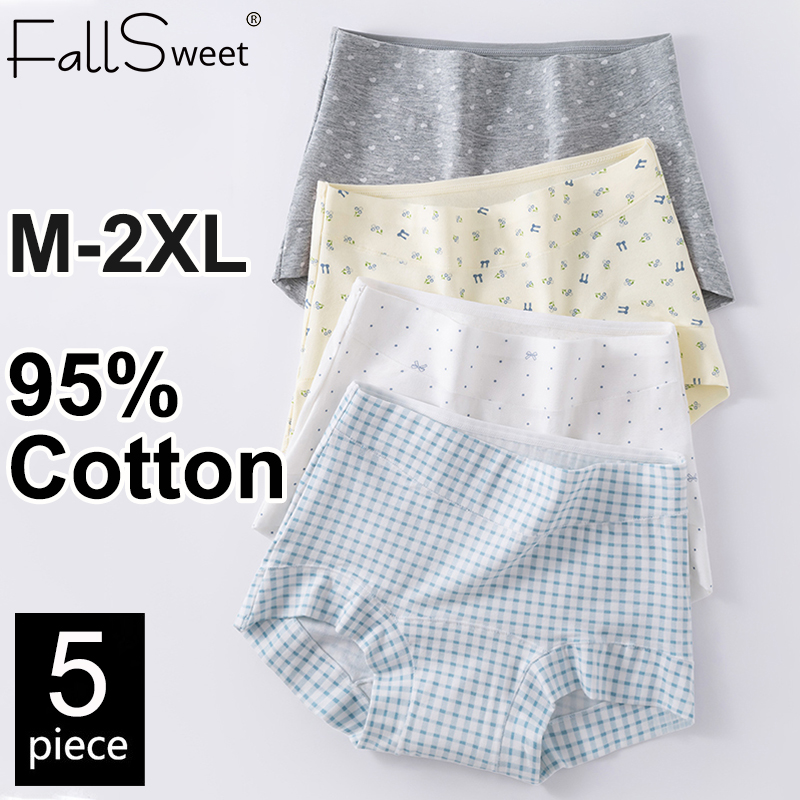 FallSweet 5/10 個プラスサイズの綿のパンティーシームレスな女性中層下着ソフト通気性パンツブリーフ女性ランジェリー