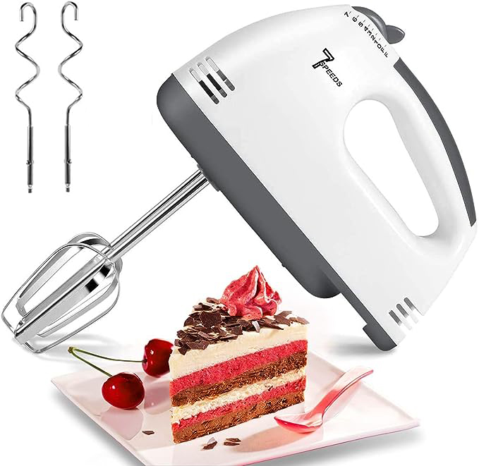 電動ハンドミキサー、7段階のスピード調整、ステンレススチール製220V-240V電源 - 食品グレードの安全ハンドヘルドエッグビーター