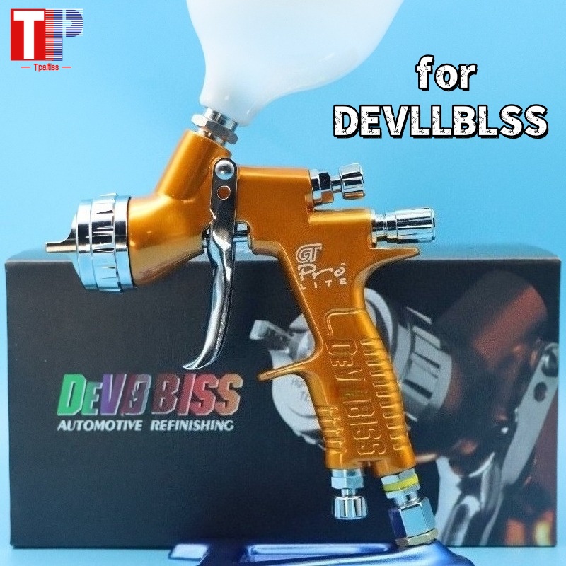 イエロー カービング Devilblss Gtl Pro Te20 スプレーガン 1.3mm 1.8mm Hvlp 重力ペイントガン 車用クリアコート 水性ペイントプライマー。