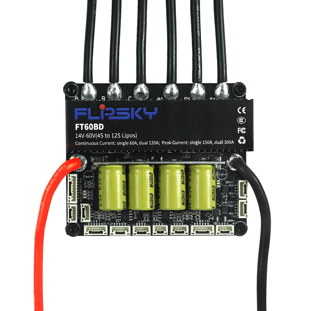 Flipsky FT60BD デュアル ESC 60V 120A ヒートシンク付き | DIY Eboard スクーター電動自転車ロボットスピードコントローラー用ブラシレスモーター用