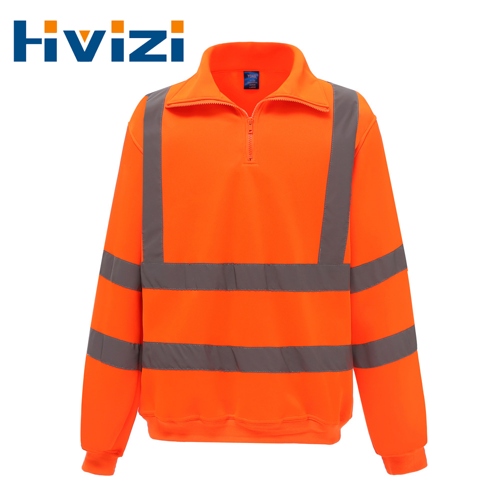 フリース Hi Vis 作業着ジャケット秋ウォームアップ長袖屋外作業ジャケットオレンジ