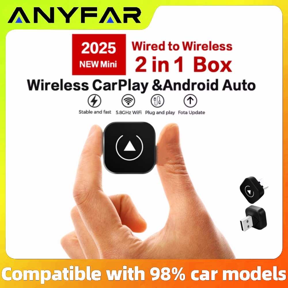 2in1 ワイヤレス CarPlay ドングルワイヤレス Android 自動アダプタ AI スマートボックス車インテリジェントシステム車用有線 CarPlay