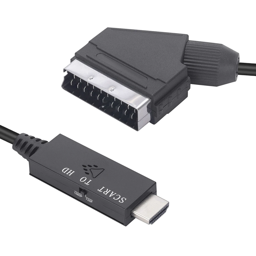 SCART to HDMI コンバータケーブルビデオオーディオコンバータアダプタ Scart 入力 HDMI 出力サポート 720P/1080P スイッチ HDTV DVD