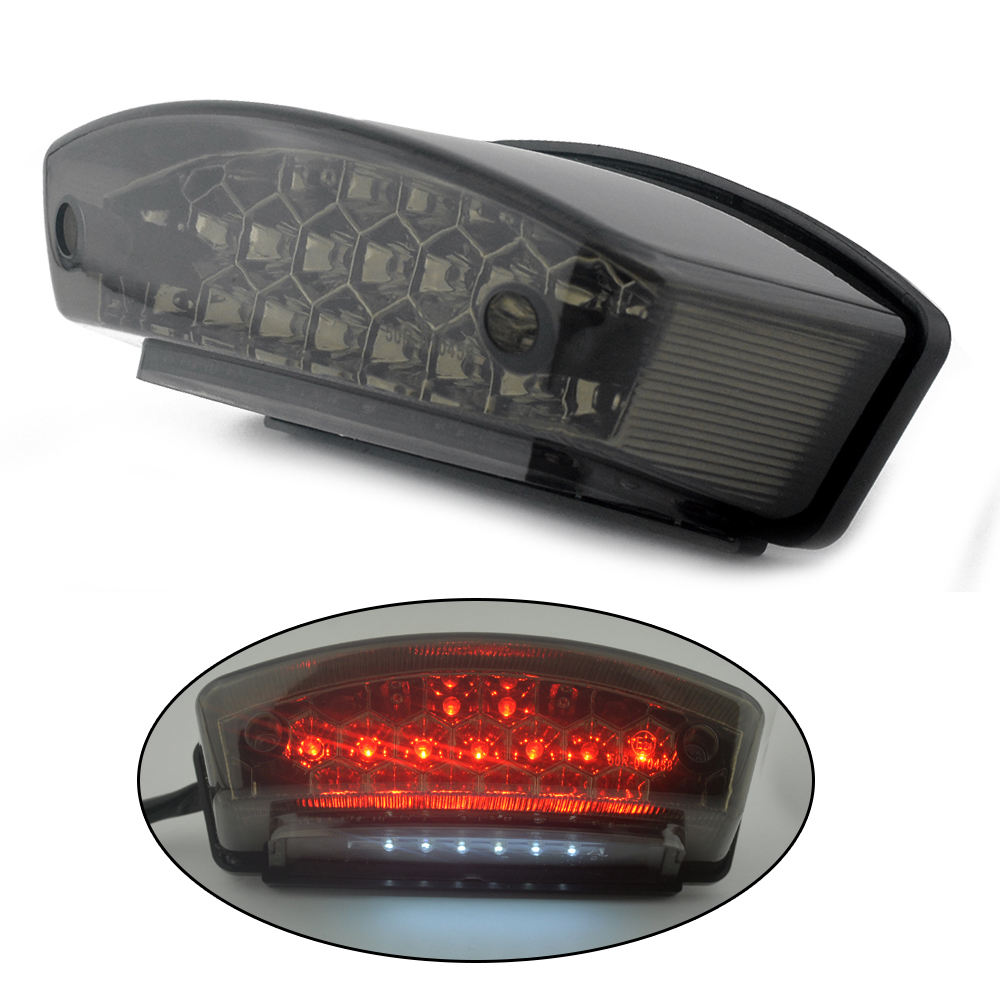 オートバイのテールライトユニバーサルナンバープレート LED リアブレーキランプホンダスズキドゥカティモンスター M1000 S4R S2R 400 620 900 Vesp