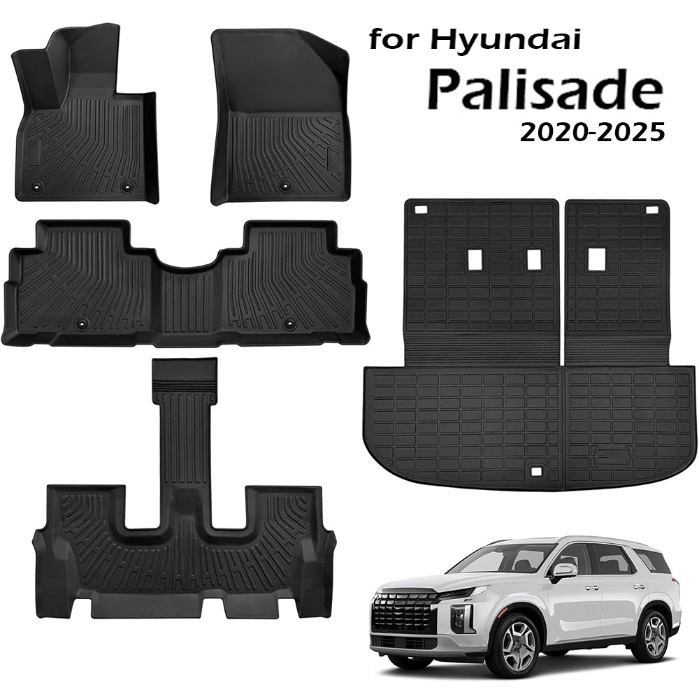 フロアマット 2020 - 2024 ヒュンダイ パリセイド トランクマット バックレストマット TPE 防水 全天候プロテクター カーゴライナー付き