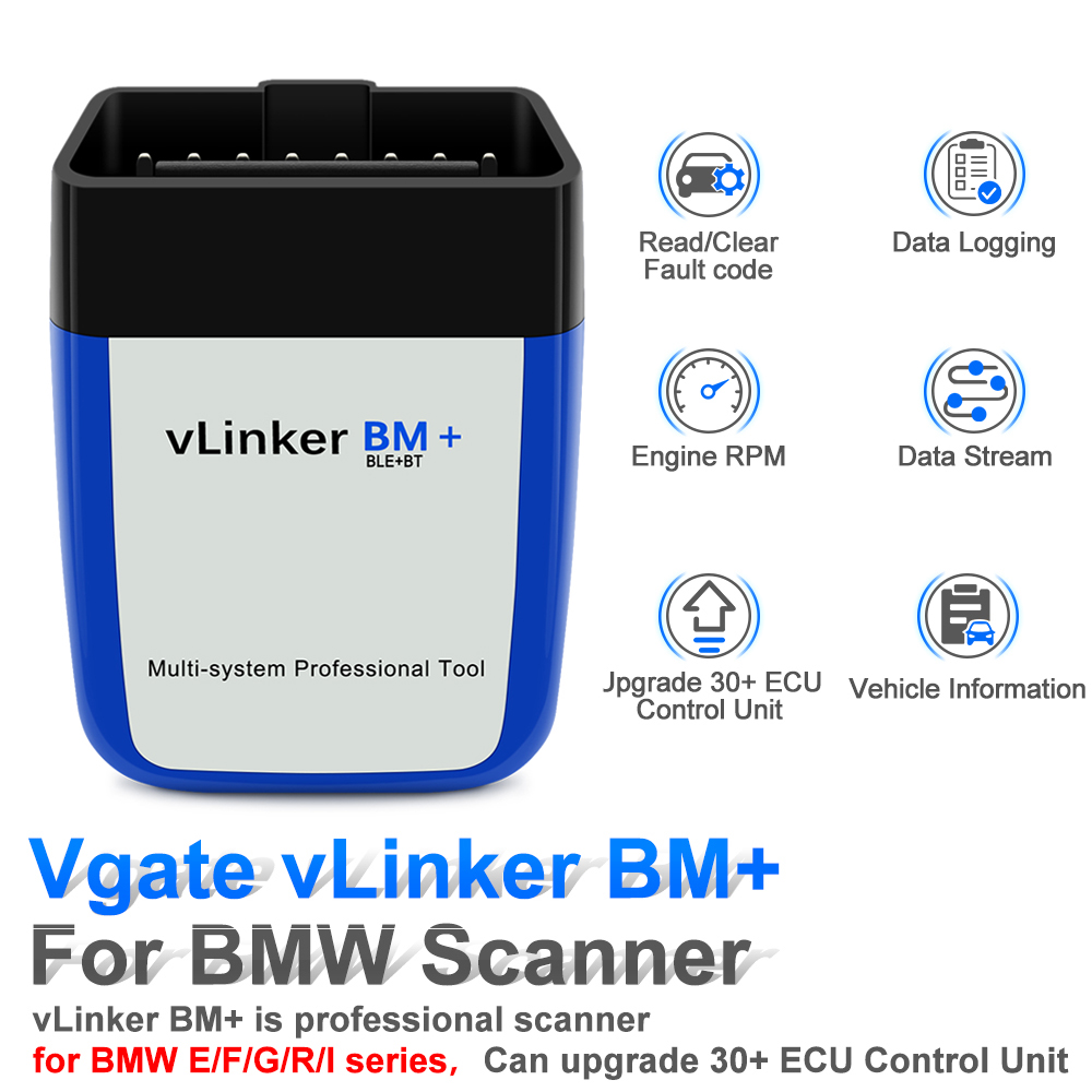 Vgate vLinker BM ELM327 OBD2 車診断ツール Bluetooth 4.0 Android iOS 自動スキャナ Bimmercode Bluetooth 3.0