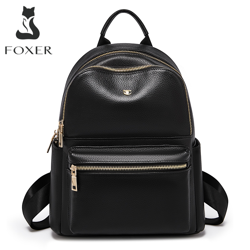 Foxer ブランドの女性かわいいファッションバックパック女性の革マイクロファイバーシンプルな旅行スクールバッグブック財布品質ソフトデイパックギフト