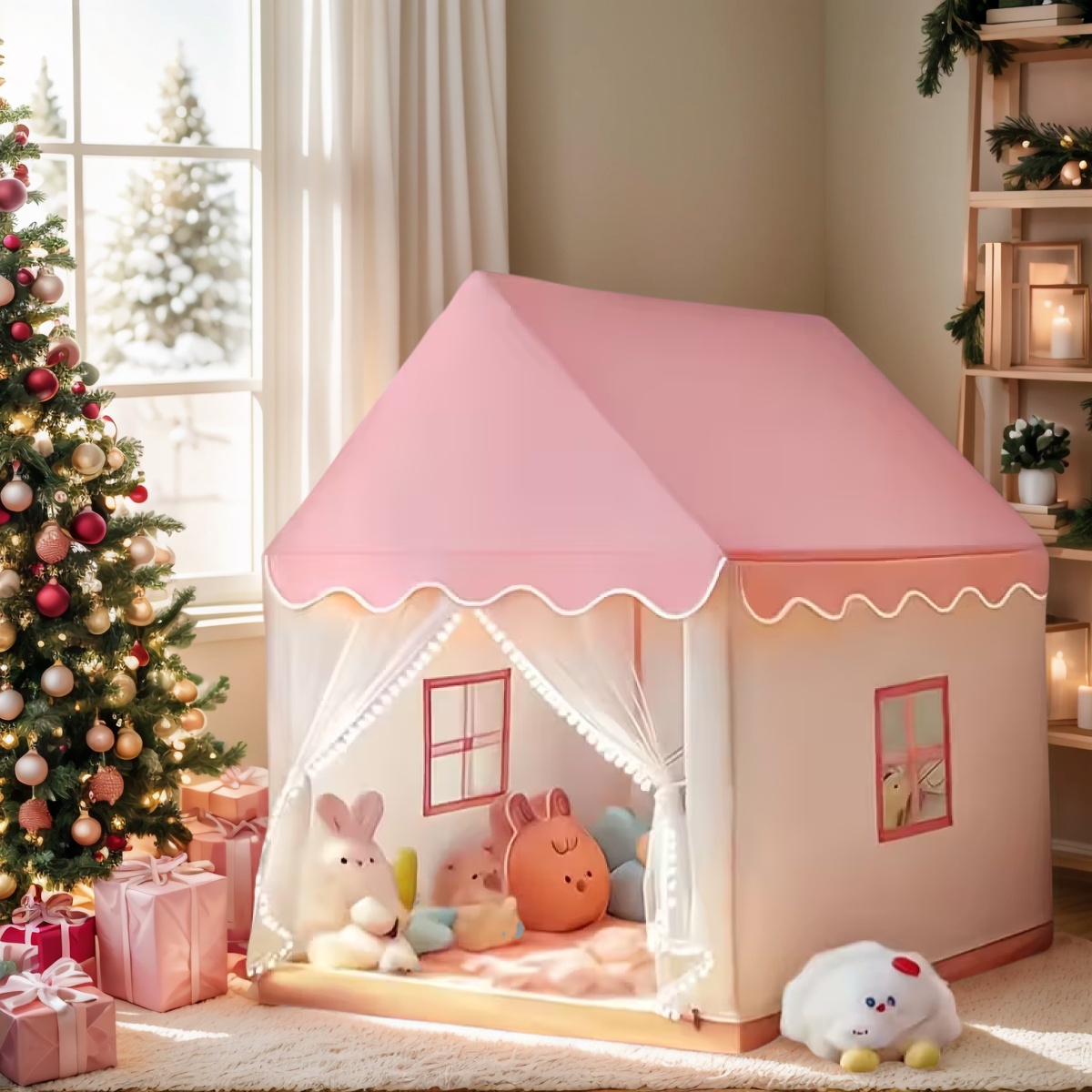 プリンセスのおとぎ話のお城テント、男の子と女の子のための秘密のスペース、ポータブル子供用プレイテント、ごっこ遊びおもちゃの家、素晴らしいホリデーギフト、ハロウィーンとクリスマスギフト、アクセサリーは含まれません